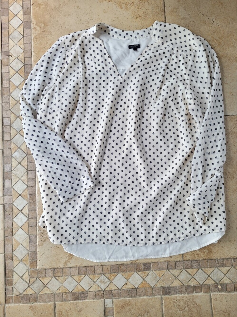 Talbots Black & White Polka Dot V-Neck Blouse